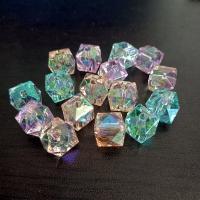 Plating Acrylic Beads, Square, UV plating, DIY, mixed colors, 14mm, Approx 