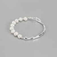 925 Sterling Silver Bracelet, with Freshwater Pearl, fashion jewelry & for woman Approx 6.3 Inch [