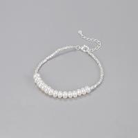 Pearl Sterling Silver Bracelets, Argent sterling 925, avec perle d'eau douce cultivée, avec 1.18inch chaînes de rallonge, bijoux de mode & pour femme Environ 6.3 pouce, Vendu par PC