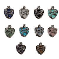 Gemstone Zinc Alloy Pendants, with Zinc Alloy, Heart, fashion jewelry Approx 6mm [