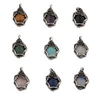 Gemstone Zinc Alloy Pendants, with Zinc Alloy, fashion jewelry Approx 6mm [