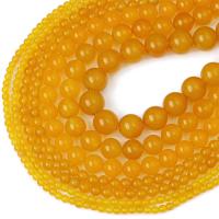 Natürliche gelbe Achat Perlen, Gelber Achat, rund, DIY & verschiedene Größen vorhanden, gelb, Länge:ca. 38 cm, verkauft von Strang