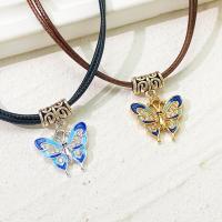 Zinc Alloy Necklace, with Wax Cord, Butterfly, plated, fashion jewelry & for woman Approx 47 cm 