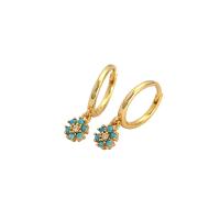 Cubic Zirconia Micro Pave Sterling Silver Earring, 925 Sterling Silver, with turquoise, petals, plated, micro pave cubic zirconia & for woman 
