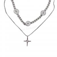 Zinc Alloy Cubic Zirconia Necklace, plated & micro pave cubic zirconia & for woman, silver color 