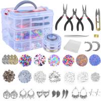 DIY Jewelry Finding Kit, Acrylic, with Glass Beads & Iron & Zinc Alloy, portable & Unisex 