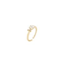 Cubic Zirconia Micro Pave Brass Finger Ring, with Plastic Pearl, real gold plated, fashion jewelry & micro pave cubic zirconia & for woman & enamel, golden, 17mm 