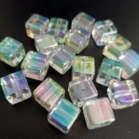 Plating Acrylic Beads, Square, UV plating, DIY, multi-colored, 14mm, Approx [