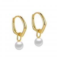 Sterling Silver Pearl Drop Earring, 925 Sterling Silver, with Shell Pearl, plated, fashion jewelry & for woman 6mm,13.5mm 