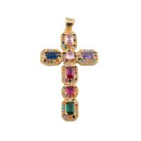 Cubic Zirconia Micro Pave Brass Pendant, Cross, fashion jewelry & micro pave cubic zirconia & for woman Approx 2mm 
