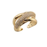 Cubic Zirconia Micro Pave Brass Finger Ring, fashion jewelry & micro pave cubic zirconia & for woman, golden 
