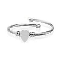 Stainless Steel Cuff Bangle, Titanium Steel, Heart, polished, for woman 