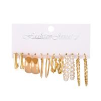 Plastic Pearl Zinc Alloy Earring, with Plastic Pearl, plated, 6 pieces & fashion jewelry & for woman 