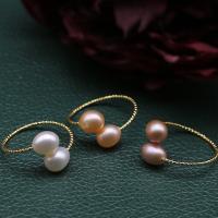 Kultivierten Süßwasser Perle Ring, Natürliche kultivierte Süßwasserperlen, mit Messing, 14K goldgefüllt, Modeschmuck & für Frau, keine, 5-6mm, verkauft von PC