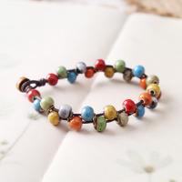 Porcelain Bracelets, with Wax Cord, fashion jewelry & for woman, multi-colored, 6mm Approx 18 cm [