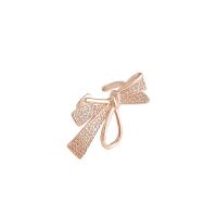 Cubic Zirconia Micro Pave Brass Finger Ring, Bowknot, plated, fashion jewelry & micro pave cubic zirconia & for woman 17mm 