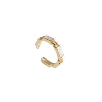 Brass Finger Ring, real gold plated, fashion jewelry & for woman & enamel, two different colored, 17mm 