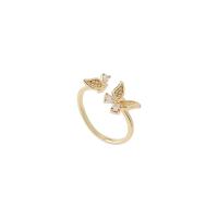 Cubic Zirconia Micro Pave Brass Finger Ring, Butterfly, real gold plated, fashion jewelry & micro pave cubic zirconia & for woman, golden, 17mm 
