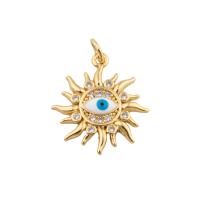 Mode Evil Eye Pendentif, laiton, bijoux de mode & pavé de micro zircon & pour femme, doré Vendu par PC[