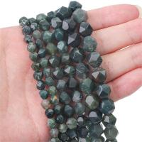 Natural Moss Agate Beads, DIY & faceted, deep green Approx 0.8mm Approx 36 cm [
