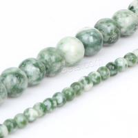 Grüner Tupfen Stein Perlen, grüner Punkt Stein, rund, DIY & verschiedene Größen vorhanden, grün, Länge:ca. 38 cm, verkauft von Strang