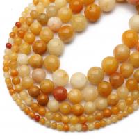 perles en Jade jaune, jaune de jade, Rond, DIY & normes différentes pour le choix, Jaune Environ 1mm Environ 38 cm, Vendu par brin