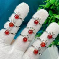 Agate Finger Ring, Cupronickel, with Yunnan Red Agate, fashion jewelry & for woman, 6mm 