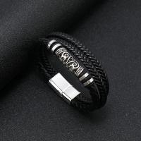 PU Leather Cord Bracelets, Zinc Alloy, with PU Leather, fashion jewelry & for man [