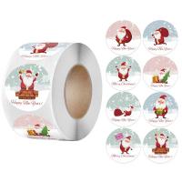 Fuentes de Navidad, Adhesivo+Sticker, Esférico, Impresión, Diseño de Navidad & diverso tamaño para la opción, 500PCs/Carrete, Vendido por Carrete[