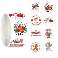 Fuentes de Navidad, Adhesivo+Sticker, Esférico, Impresión, Diseño de Navidad & diverso tamaño para la opción & diferentes patrones para la opción, 500PCs/Carrete, Vendido por Carrete[