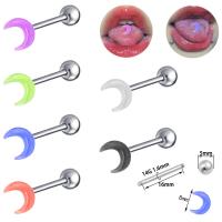 Stainless Steel Tongue Ring, 316L Stainless Steel, with Acrylic, Moon, Unisex 5mm, 8mm 