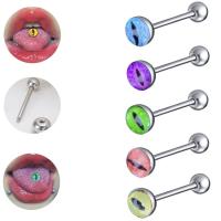 Stainless Steel Tongue Ring, 316L Stainless Steel, with Acrylic, fashion jewelry & Unisex 5mm, 7mm 