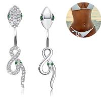 Stainless Steel Belly Ring, 316L Stainless Steel, Snake, Unisex & with rhinestone, 38mm [