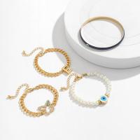 Evil Eye Schmuck Armband, Eisen, mit Kunststoff Perlen & Zinklegierung, goldfarben plattiert, 4 Stück & Modeschmuck & für Frau & Emaille & mit Strass, verkauft von setzen