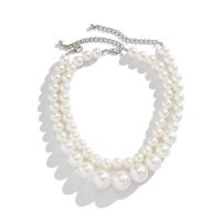 Plastic Pearl Necklace, with Zinc Alloy, with 7cm extender chain, platinum color plated, 2 pieces & fashion jewelry & for woman, white Approx 35 cm 