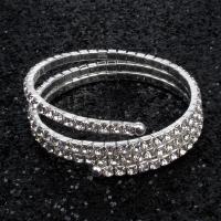 Fashion Zinc Alloy Bangle, silver color plated, fashion jewelry & for woman & with rhinestone Approx 18 cm 
