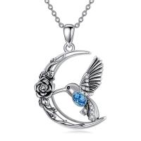Rhinestone Zinc Alloy Necklace, with 5cm extender chain, antique silver color plated, fashion jewelry & for woman & with rhinestone, blue Approx 45 cm [