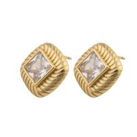 Cubic Zircon Brass Earring, fashion jewelry & micro pave cubic zirconia & for woman, golden 