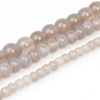 Perles agates grises naturelles, agate grise, Rond, DIY & normes différentes pour le choix, Vendu par brin