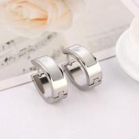 Stainless Steel Huggie Hoop Earring, 304 Stainless Steel, with Shell, Galvanic plating, fashion jewelry & Unisex 