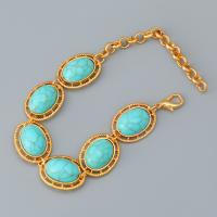 Zinc Alloy Turquoise Bracelets, with turquoise, with 7.9cm extender chain, plated, fashion jewelry & for woman Approx 17.7 cm 