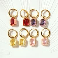 Cubic Zircon Brass Earring, with enamel, fashion jewelry & micro pave cubic zirconia & for woman 