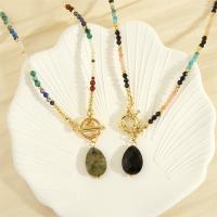 Gemstone Necklaces, Brass, with Gemstone, handmade, fashion jewelry & for woman Approx 40 cm 