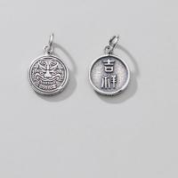 Sterling Silver Pendants, 925 Sterling Silver, Round, plated, DIY, silver color, 12.3mm 