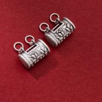 Sterling Silver Pendants, 925 Sterling Silver, Lock, Antique finish, DIY & double-hole, silver color 