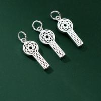 Sterling Silver Key Pendants, 925 Sterling Silver, polished, DIY, silver color 