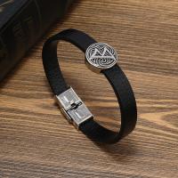 PU Leather Cord Bracelets, with Zinc Alloy, fashion jewelry & for man 10cm [