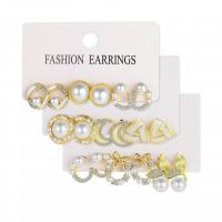 Plastic Pearl Zinc Alloy Earring, with Plastic Pearl, gold color plated & for woman & enamel & with rhinestone, earring length 13-20mm 