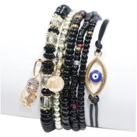 Wrap Bracelets, Resin, with Zinc Alloy & Acrylic, Evil Eye, plated, 6 pieces & Bohemian style & for woman Approx 7 Inch 