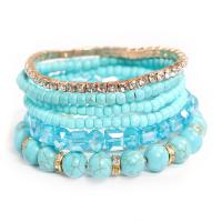 Wrap Bracelets, Crystal, with Resin & Zinc Alloy, plated, 6 pieces & Bohemian style & for woman & with rhinestone Approx 7 Inch 